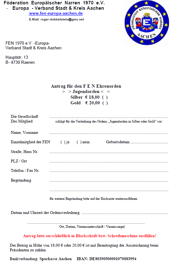 FEN-Europa--Verband-Stadt---Kreis-Aachen-e.V-Ordenantrage-Jugendorden-Silber + Gold 2021